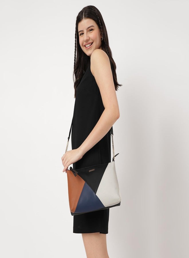 Fastrack Colour blocked Structured Sling Bag for Women, Girls and Ladies | with Semi Chain Sling Strap | Slings for Casual Carry | Ladies Purse Handbag - Image 2